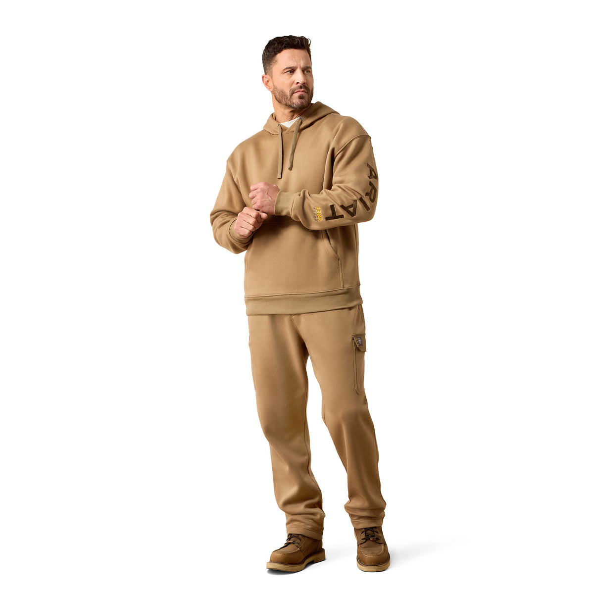 Ariat Men's Rebar Workman Graphic Hoodie - Field Khaki/Canteen