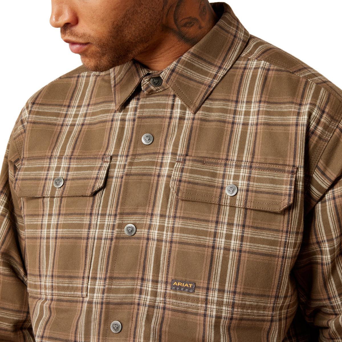Ariat Men's Rebar Flannel Insulated Shirt Jacket - Canteen