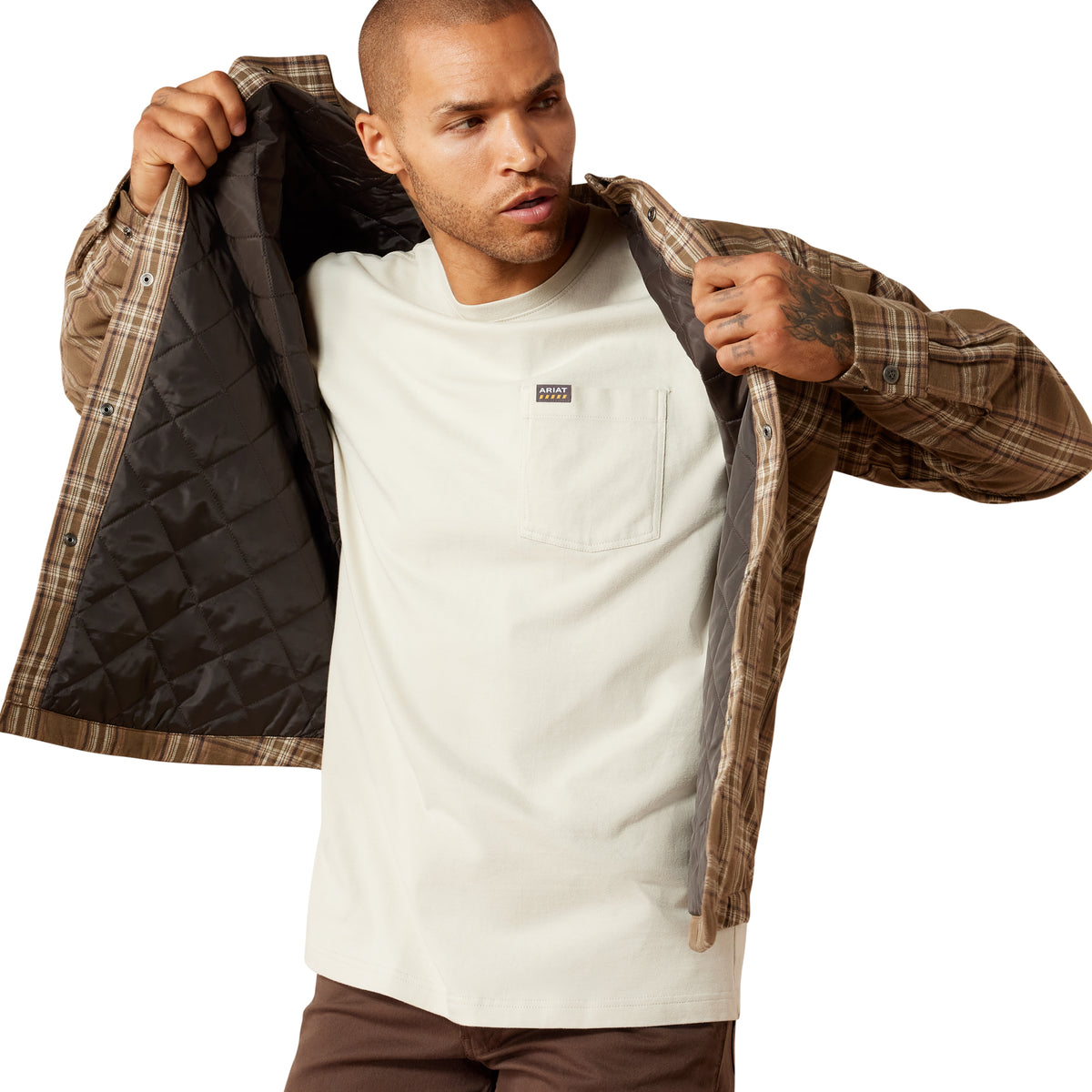 Ariat Men's Rebar Flannel Insulated Shirt Jacket - Canteen
