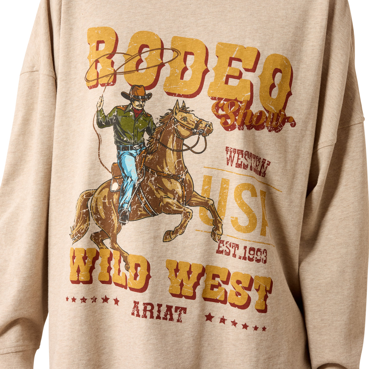 Ariat Women's Canvas Oversized Long-Sleeve T-Shirt - Oatmeal Heather