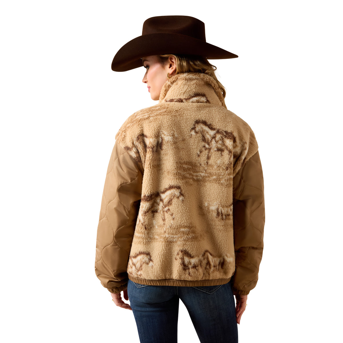 Ariat Women's Sherpa Blocked Jacket - Wild Horses Print/Tiger's Eye