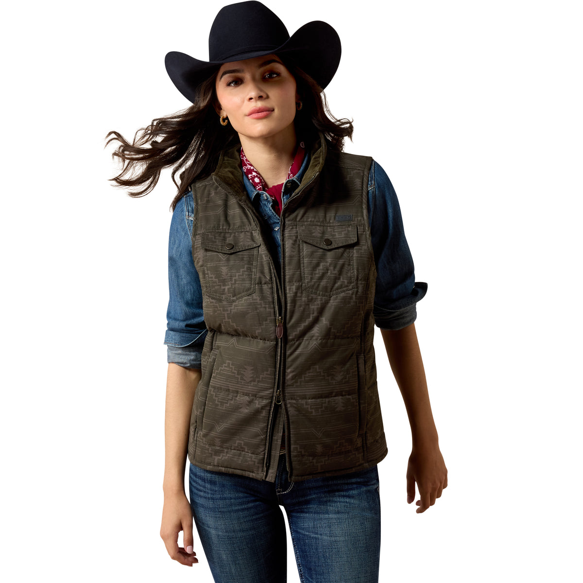 Ariat Women's Grizzly Quilted Vest - Beluga Rockwell Print