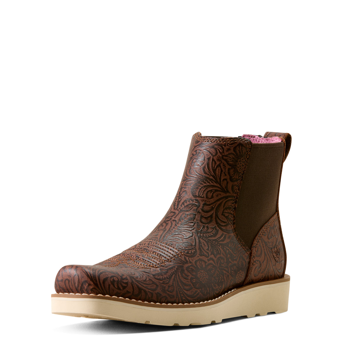 Ariat Women's Southlite Chelsea Narrow Cutter Toe Western Boot - Chocolate Floral Emboss