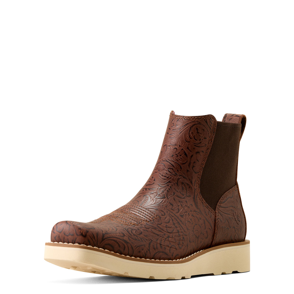 Ariat Women's Southlite Chelsea Narrow Cutter Toe Western Boot - Chocolate Floral Emboss