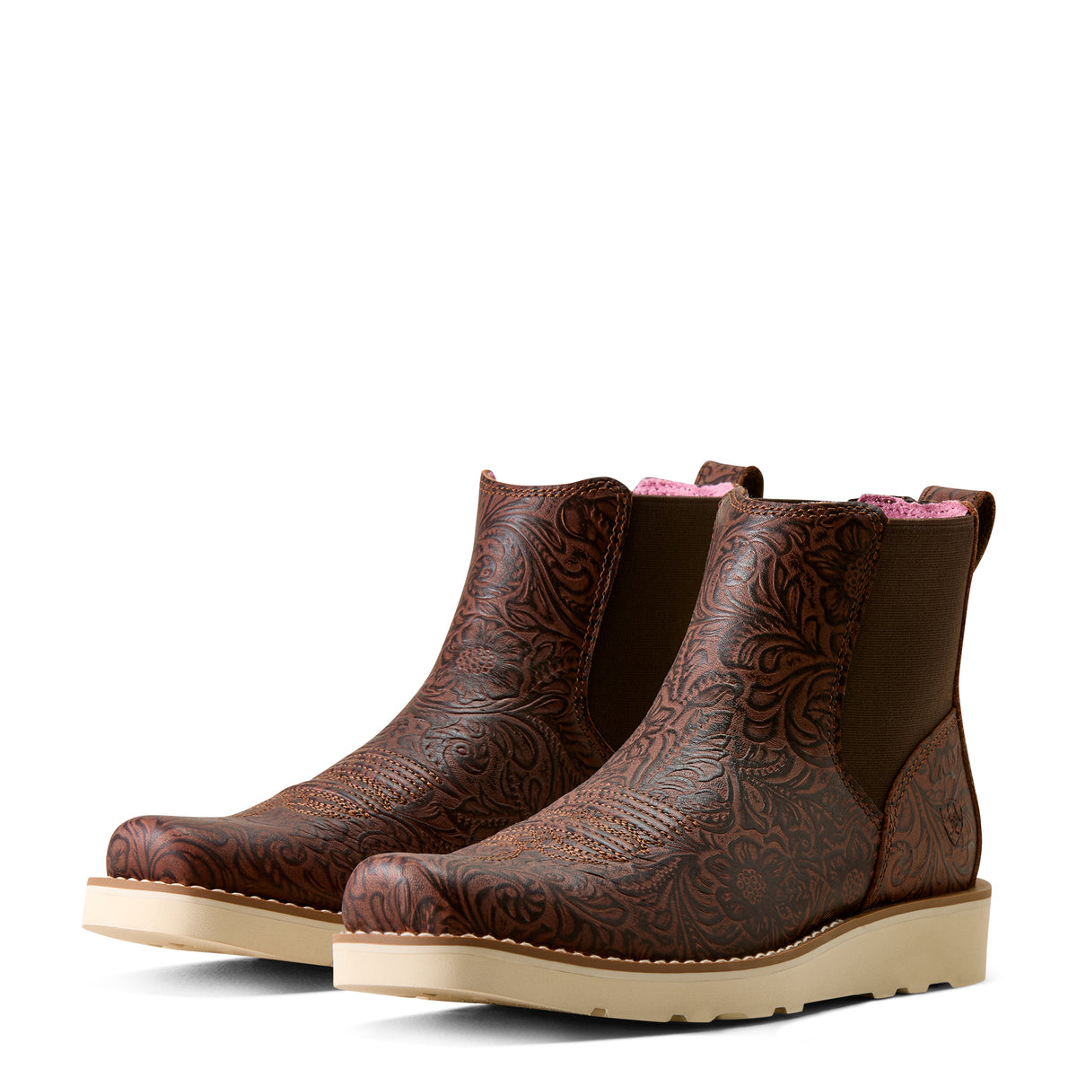 Ariat Women's Southlite Chelsea Narrow Cutter Toe Western Boot - Chocolate Floral Emboss