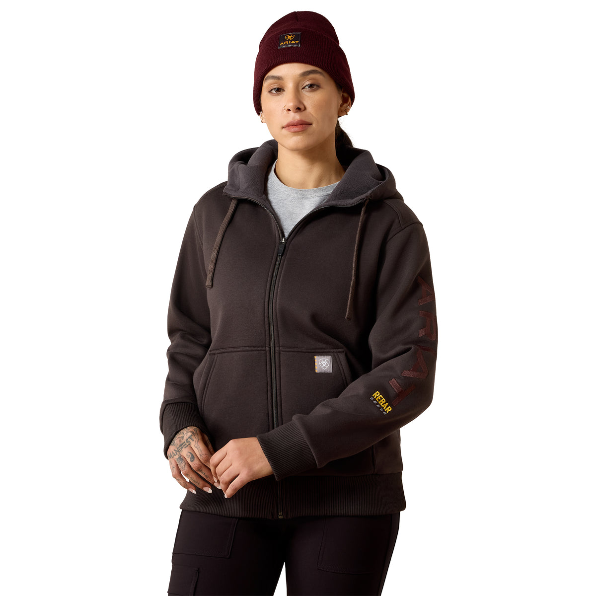 Ariat Women's Rebar All-Weather Full Zip Hoodie - Espresso