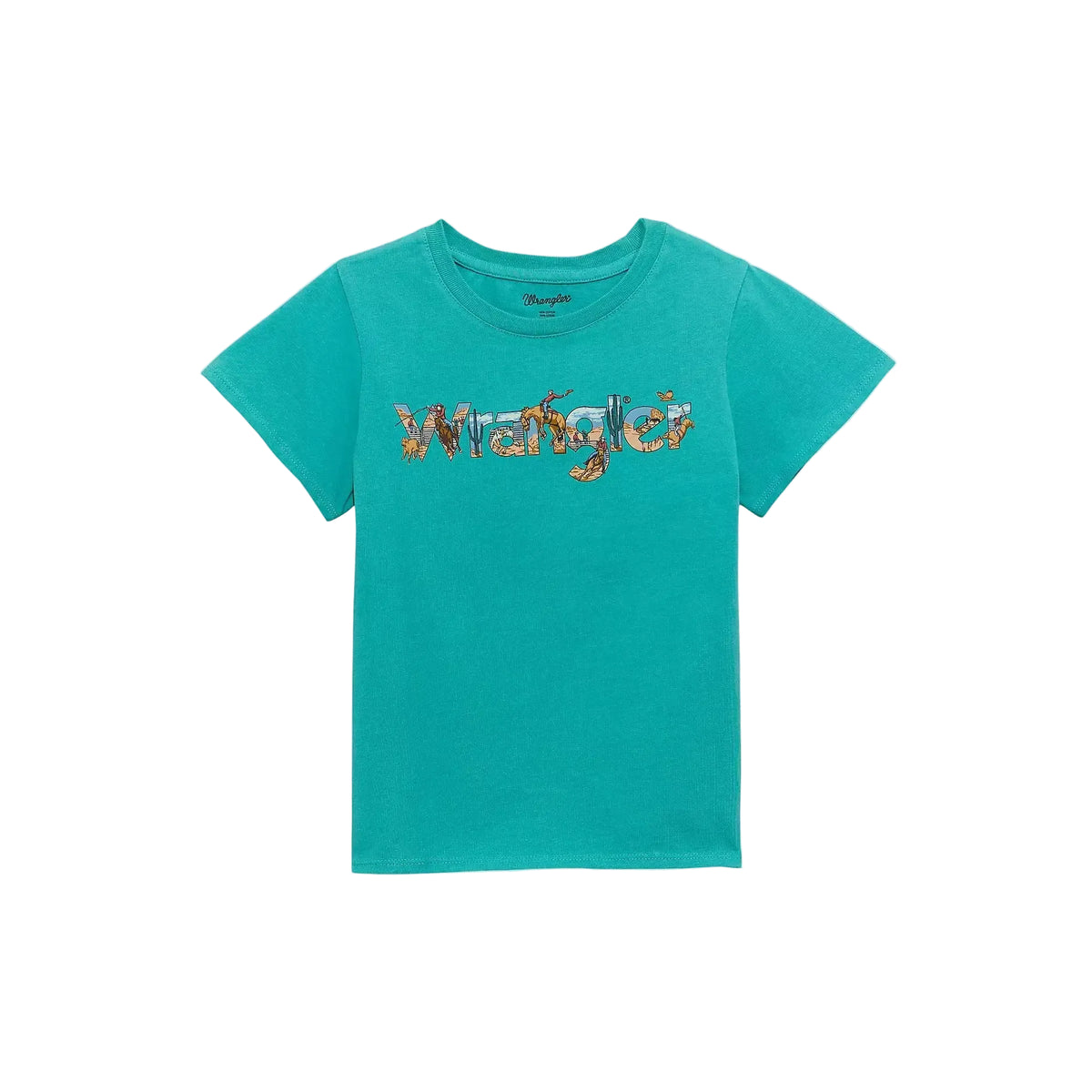 Wrangler Girl's Western Wrangler Graphic Short Sleeve Tee Shirt - Teal