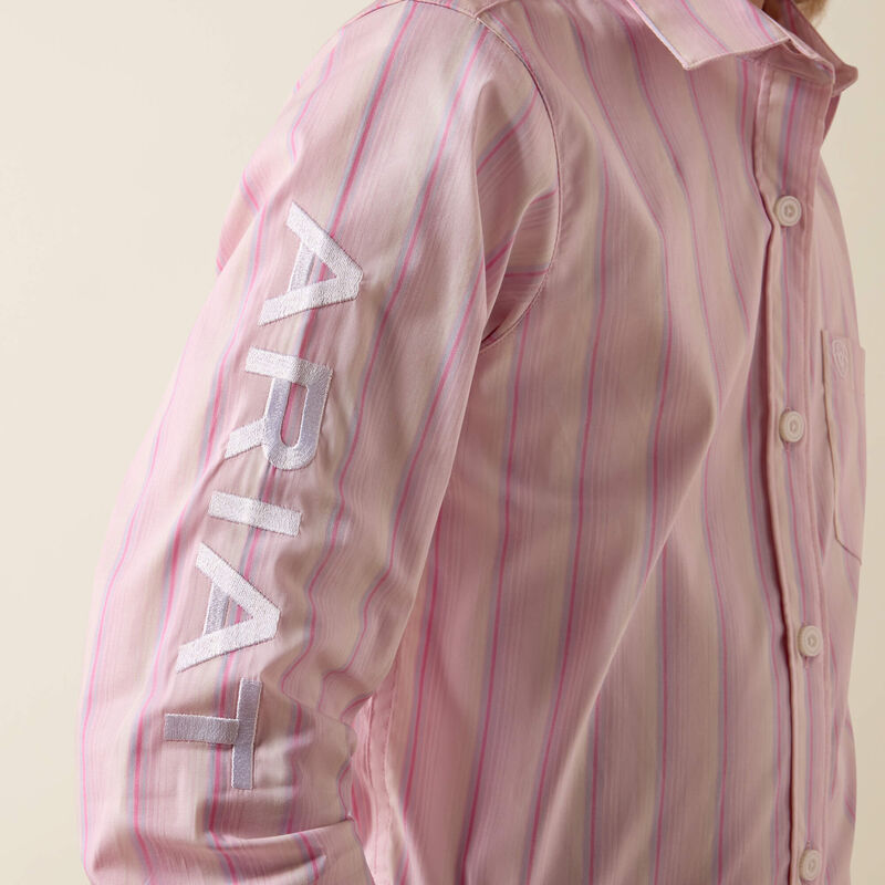 Ariat Girl's Team Kirby Long Sleeve Button Shirt - Pink Ombre Stripe