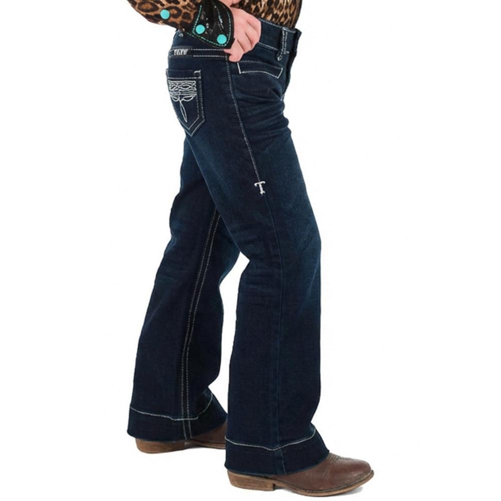 Cowgirl Tuff Girl's Bootstitch Trousers Jeans - Dark Wash