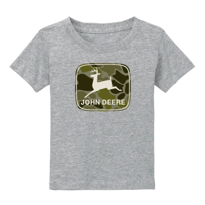 John Deere Toddler John Deere Trademark Camo Short Sleeve Shirt - Oxford Heather Grey - Irvine Tack & Western Wear