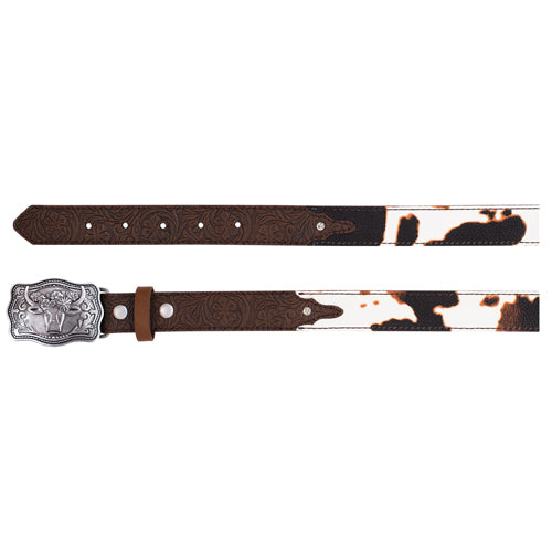 Catchfly Girls Cow Print with Rhinestones Belt - Brown/White/Black - Irvine Tack & Western Wear