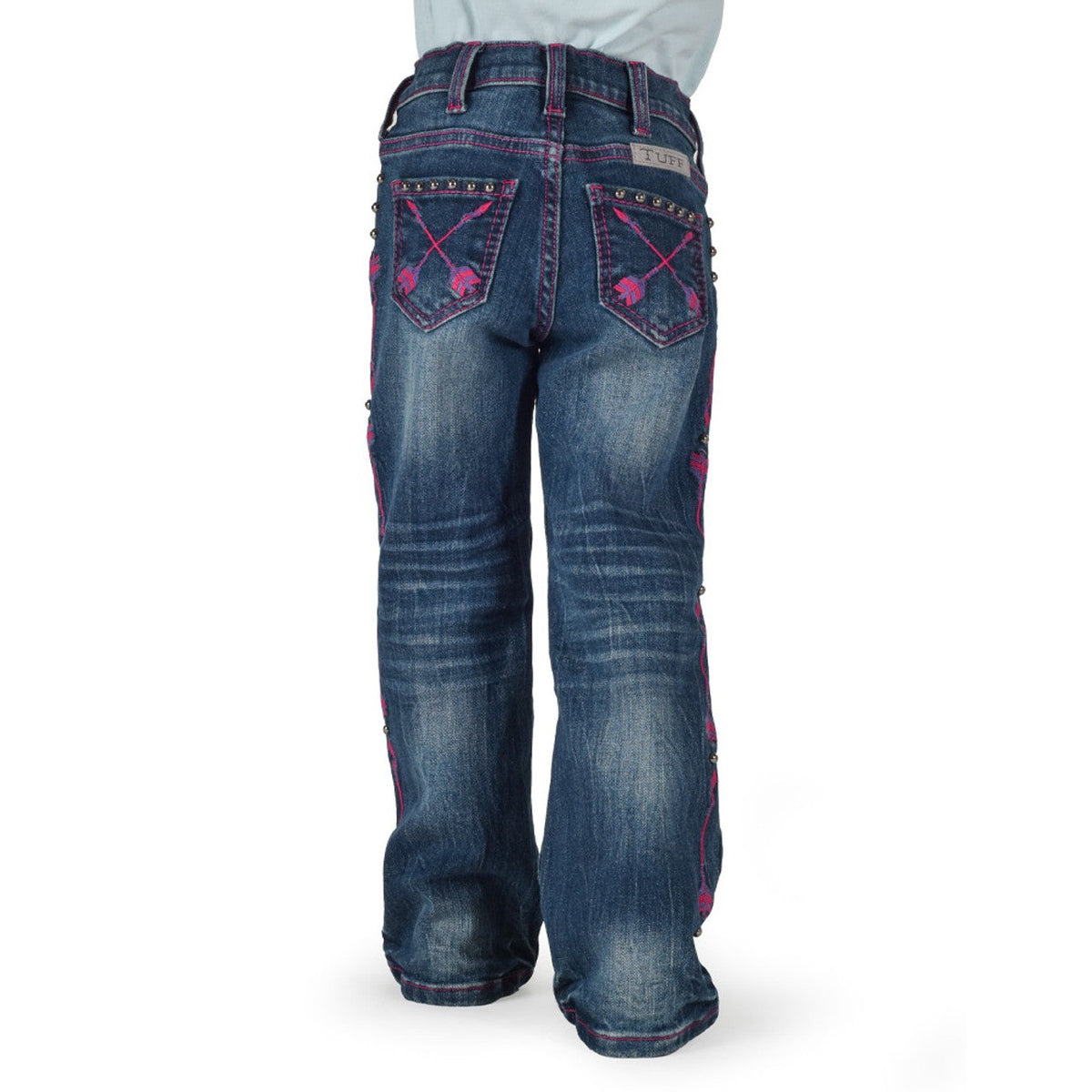 Cowgirl Tuff Girl's Pink Arrows Bootcut Jeans - Medium Wash