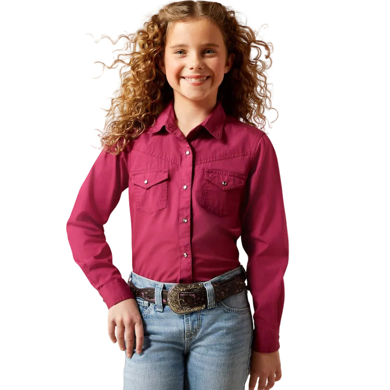 Ariat Girl's Shine Bright Long Sleeve Shirt - Beaujolais - Irvine Tack & Western Wear