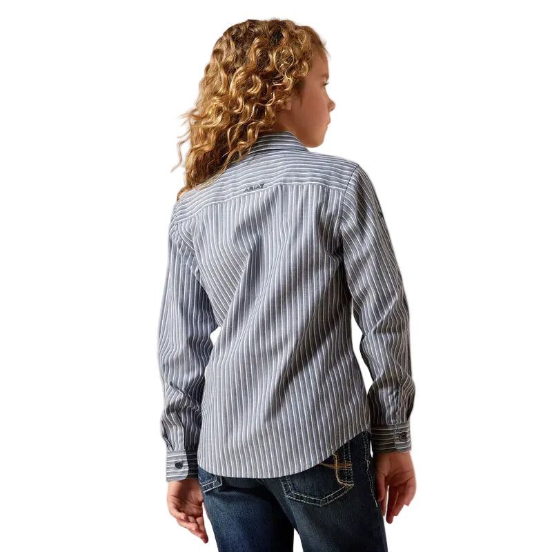 Ariat Girl's Team Kirby Long Sleeve Shirt - Dress Blue Stripe