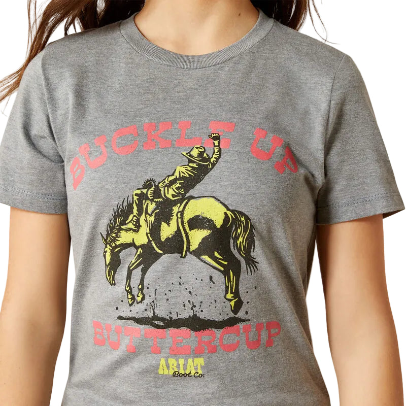 Ariat Girl's Ariat Buck Up Short Sleeve Tee Shirt -  Ice Berg