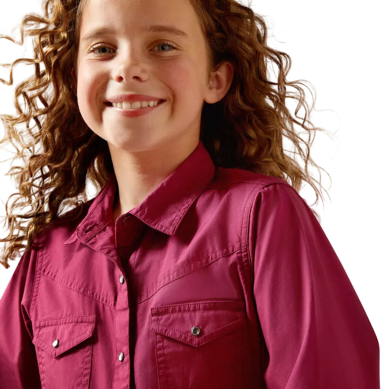 Ariat Girl's Shine Bright Long Sleeve Shirt - Beaujolais - Irvine Tack & Western Wear