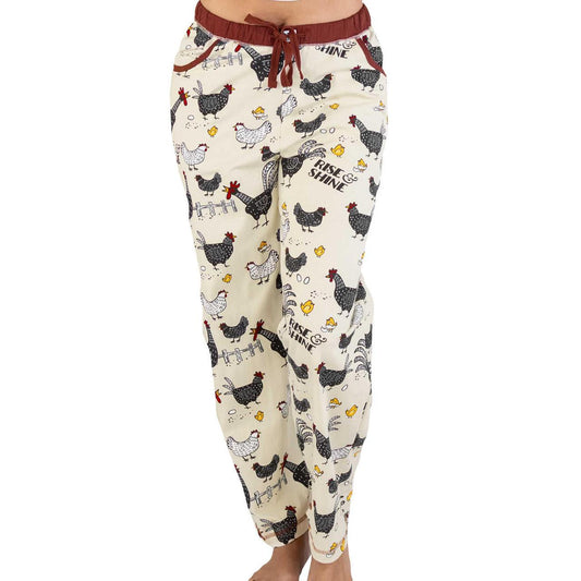 Lazy One Women's Chicken Rise & Shine Pajama Pant- Cream