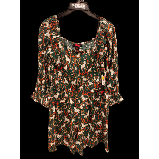 Rock & Roll Women's Horse Print Romper - Evergreen
