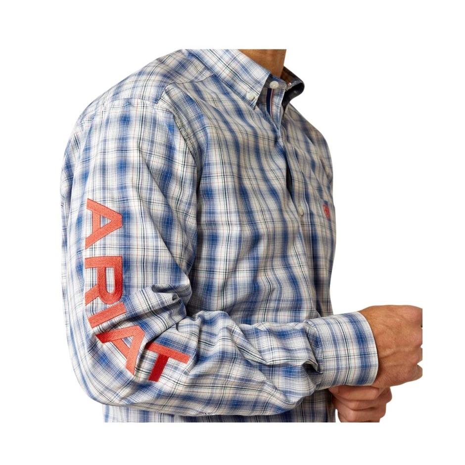 Ariat Men's Long Sleeve Pro Series Team Princeton Classic Fit Shirt- Navy/Red