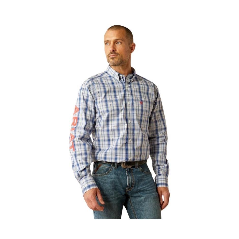 Ariat Men's Long Sleeve Pro Series Team Princeton Classic Fit Shirt- Navy/Red
