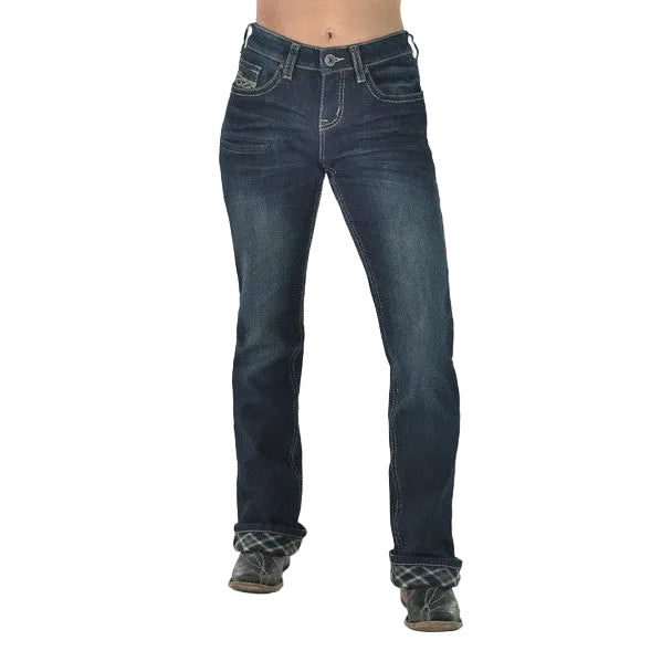 Cowgirl Tuff Women's Don't Fence Me In Dark Flannel Jeans - Dark Wash - Irvine Tack & Western Wear
