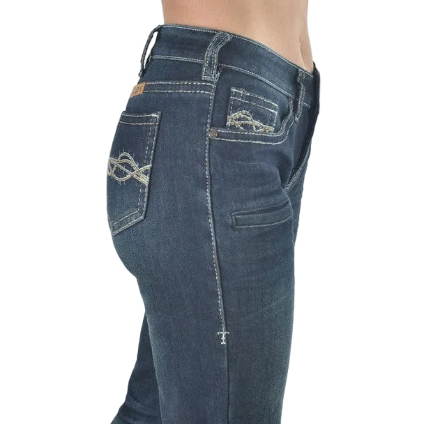 Cowgirl Tuff Women's Don't Fence Me In Dark Flannel Jeans - Dark Wash - Irvine Tack & Western Wear