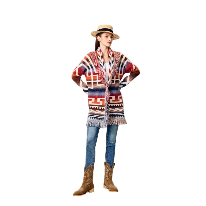 Rising Women's Long Sleeve Tribal Aztec Cardigan - Multi
