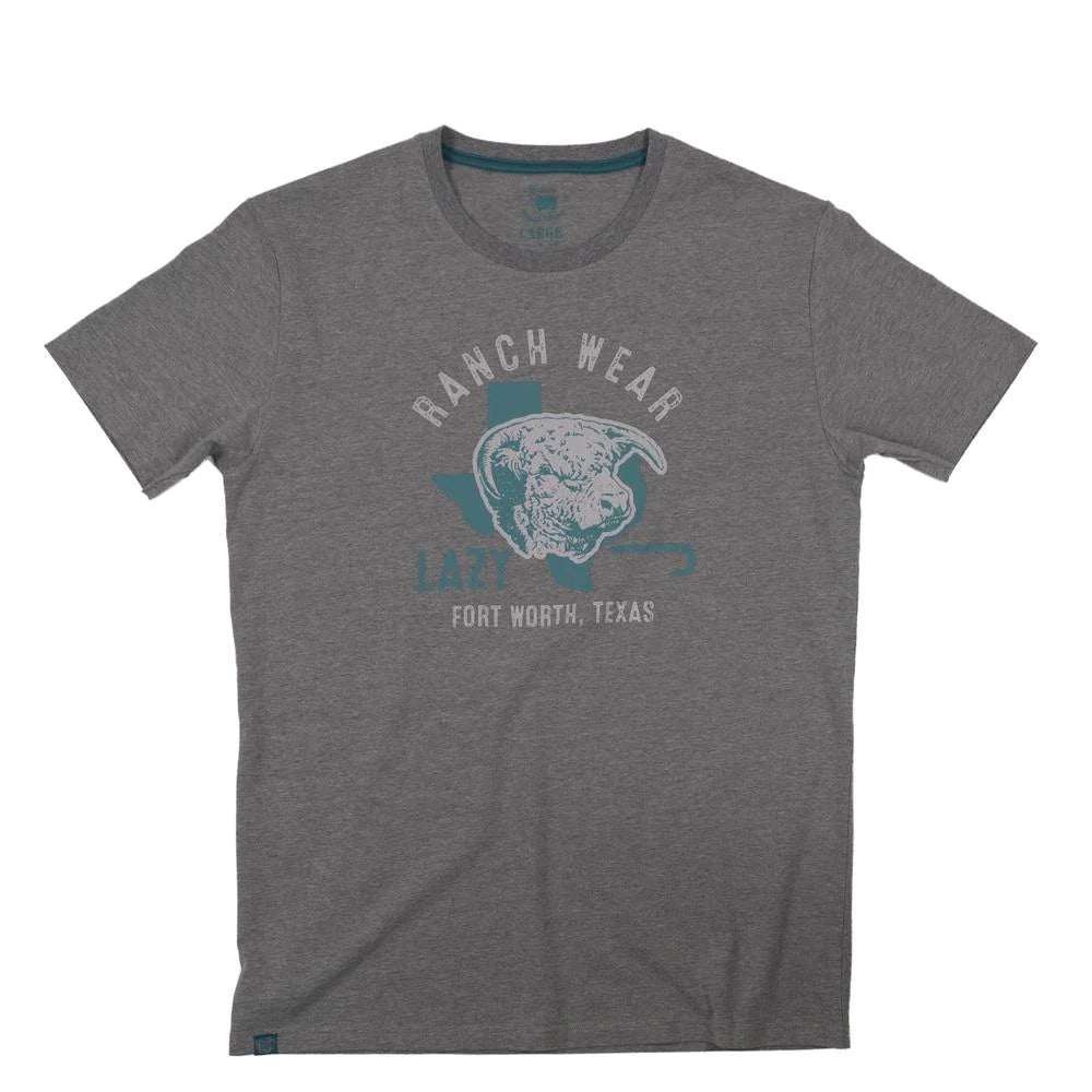 Lazy J Ranch Unisex Texas Hereford Short Sleeve Tee Shirt - Heather Grey