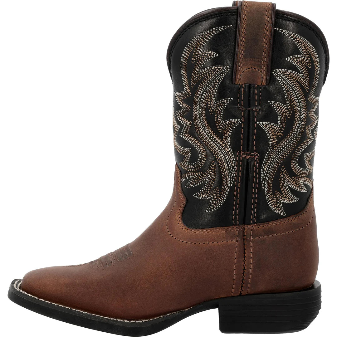 Durango Little Kids Shyloh 8 Inch Square Toe Boot - Brawny Brown/ Black Onyx