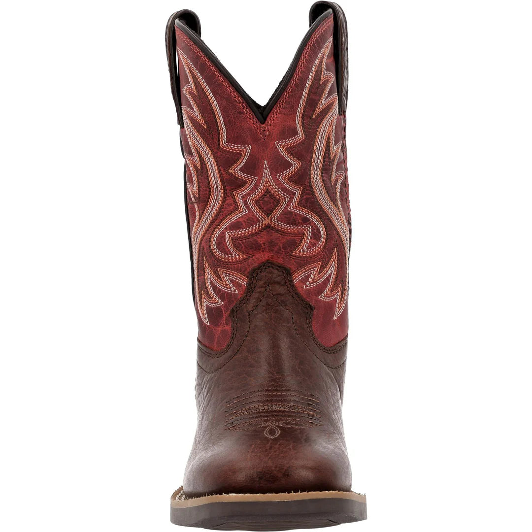 Durango Little Kids Shyloh 8" Square Toe Boot - Mahogany/Dynamite Red