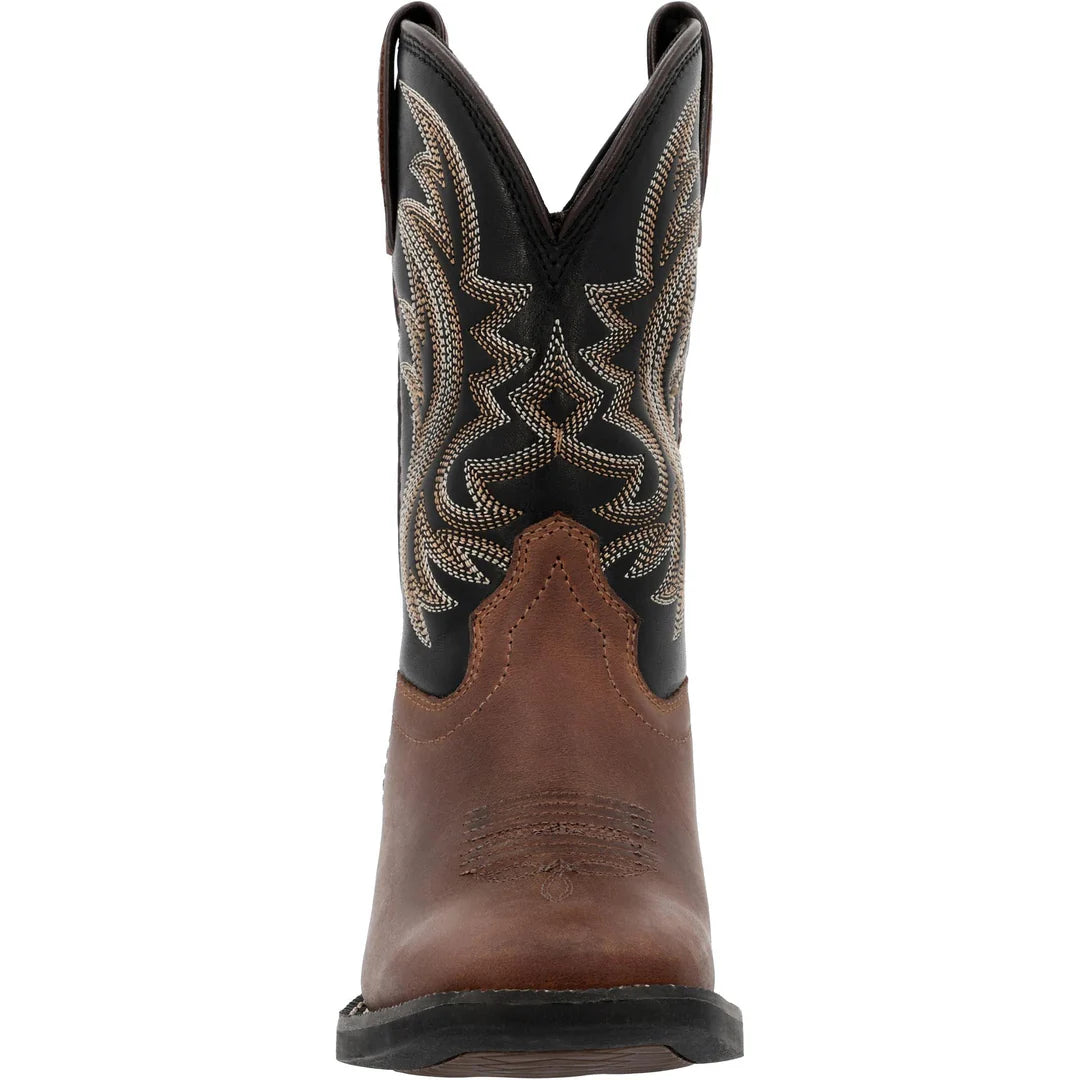 Durango Little Kids Shyloh 8 Inch Square Toe Boot - Brawny Brown/ Black Onyx