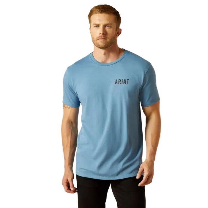 Ariat Men's Short Sleeve Blazing Saddle Tee Shirt - Coronet Blue