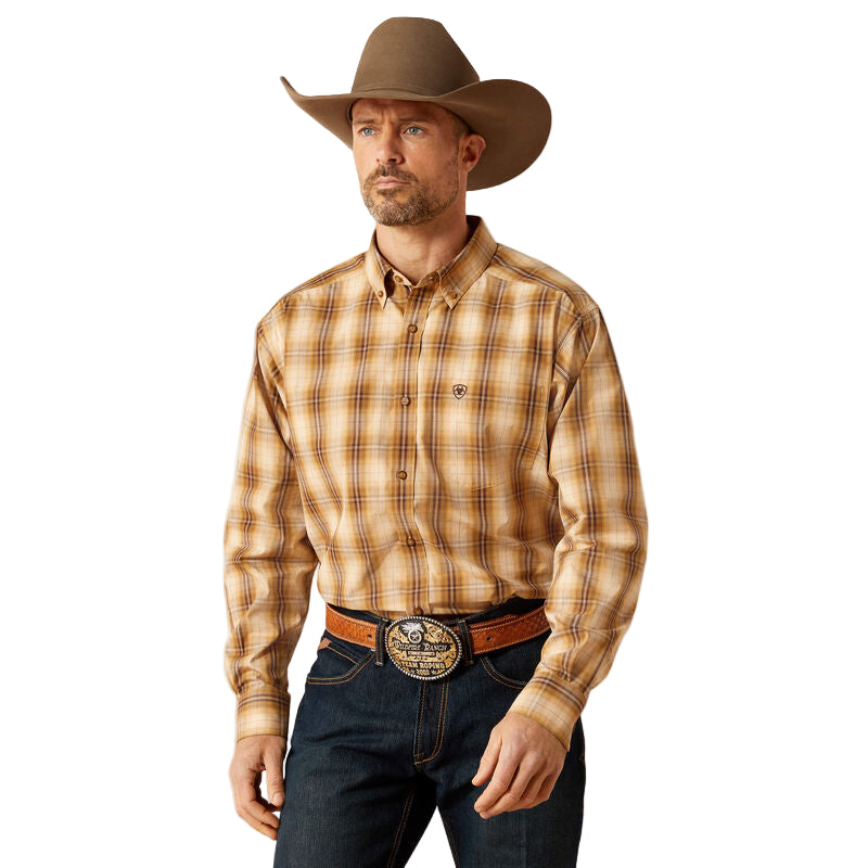 Ariat Men's Pro Series Tiger Classic Fit Long Sleeve Shirt - Mustard