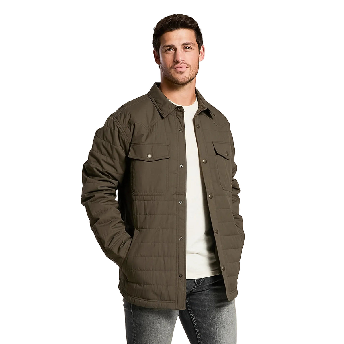 Ariat Men's Quilted Shirt Jacket - Dark Green