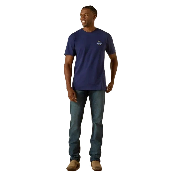 Ariat Men's Short Sleeve Woven West Tee Shirt - Medieval Blue