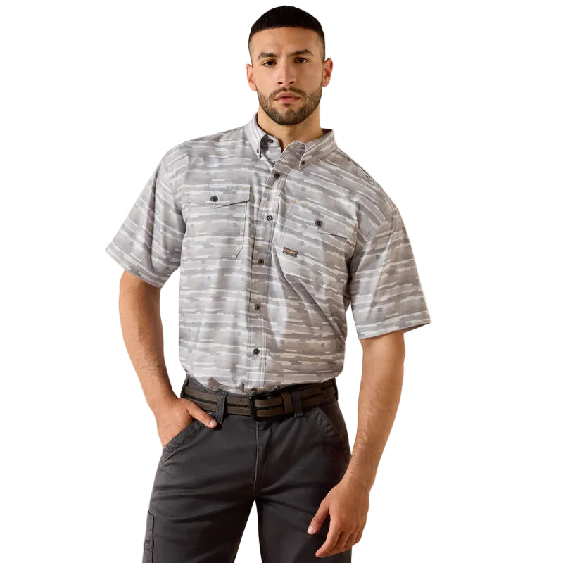 Ariat Men's Rebar Made Tough VentTEK DuraStretch Short Sleeve Work Shirt - Micro Chip Print