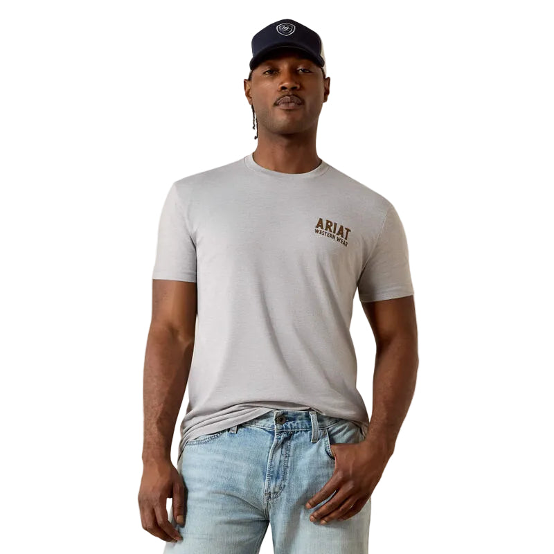 Ariat Men's Outline Shop Short Sleeve Tee Shirt - Pewter - Irvine Tack & Western Wear
