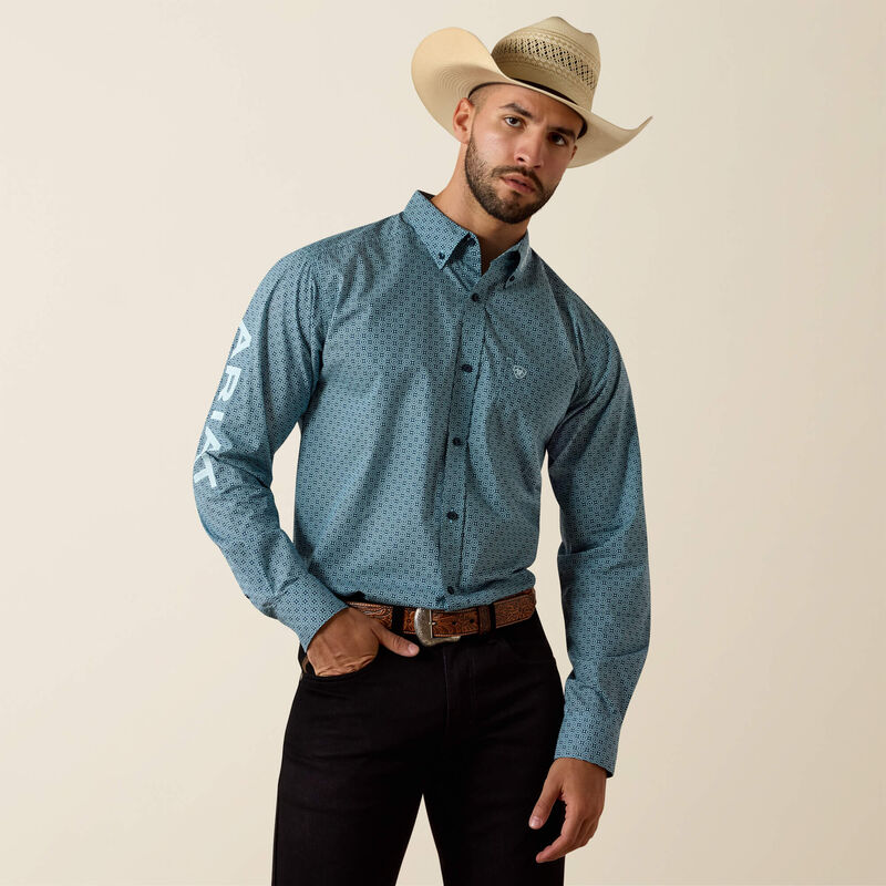 Ariat Men's Casual Team Jansen Long Sleeve Shirt - Navy/Light Blue - Irvine Tack & Western Wear