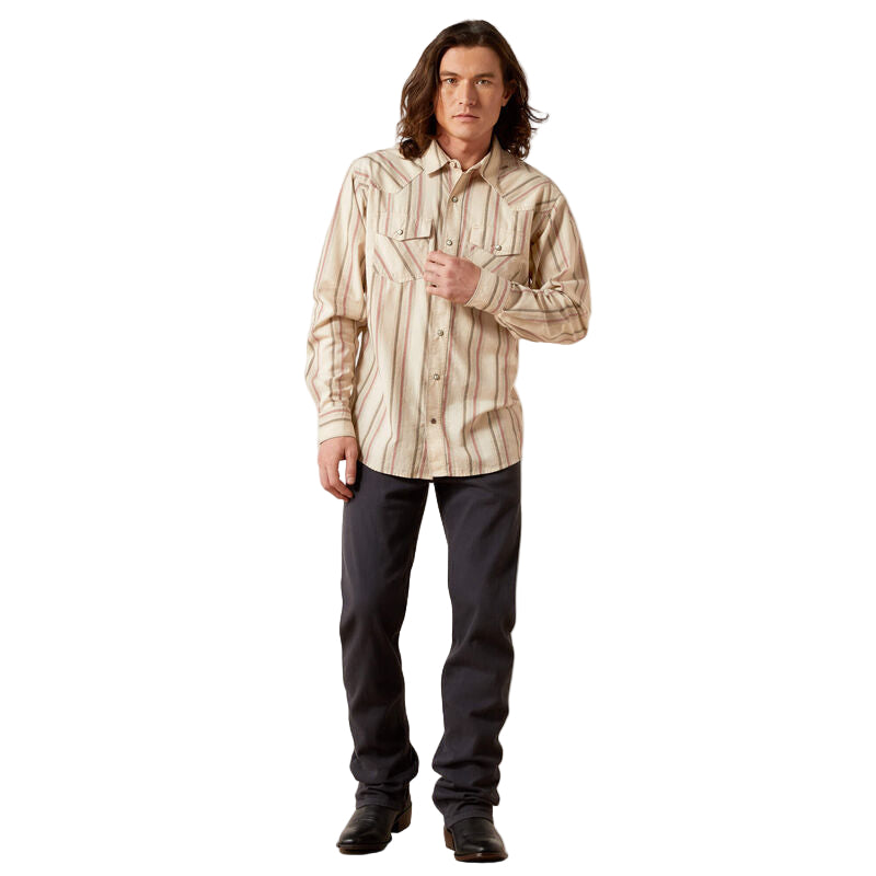 Ariat Men's Hines Retro Fit Long Sleeve Snap Shirt - Off White - Irvine Tack & Western Wear