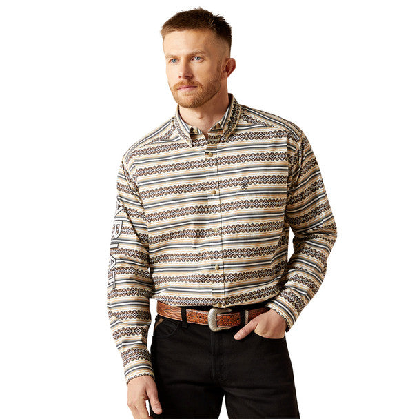 Ariat Men's Team Peter Classic Long Sleeve Shirt - Khaki/White