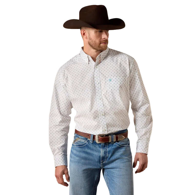 Ariat Men's Jayson Casual Long Sleeve Shirt - White Southwestern Geo Print - Irvine Tack & Western Wear
