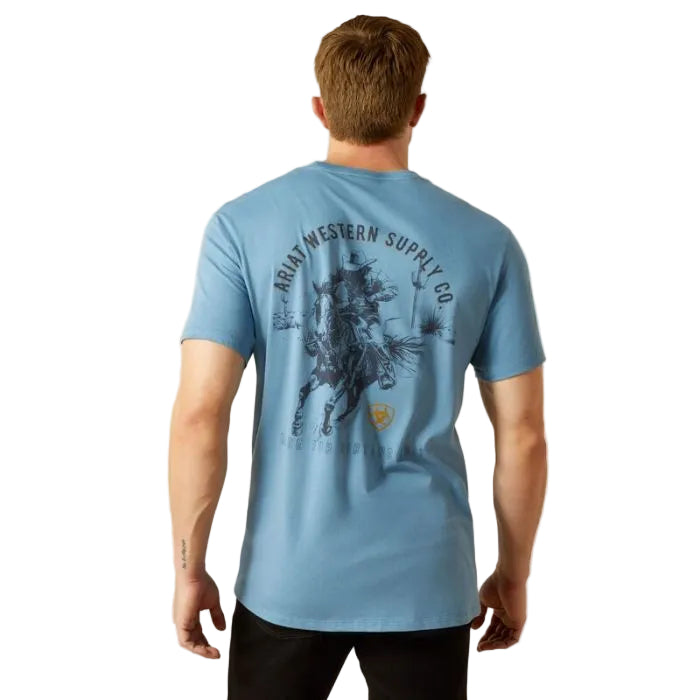 Ariat Men's Short Sleeve Blazing Saddle Tee Shirt - Coronet Blue