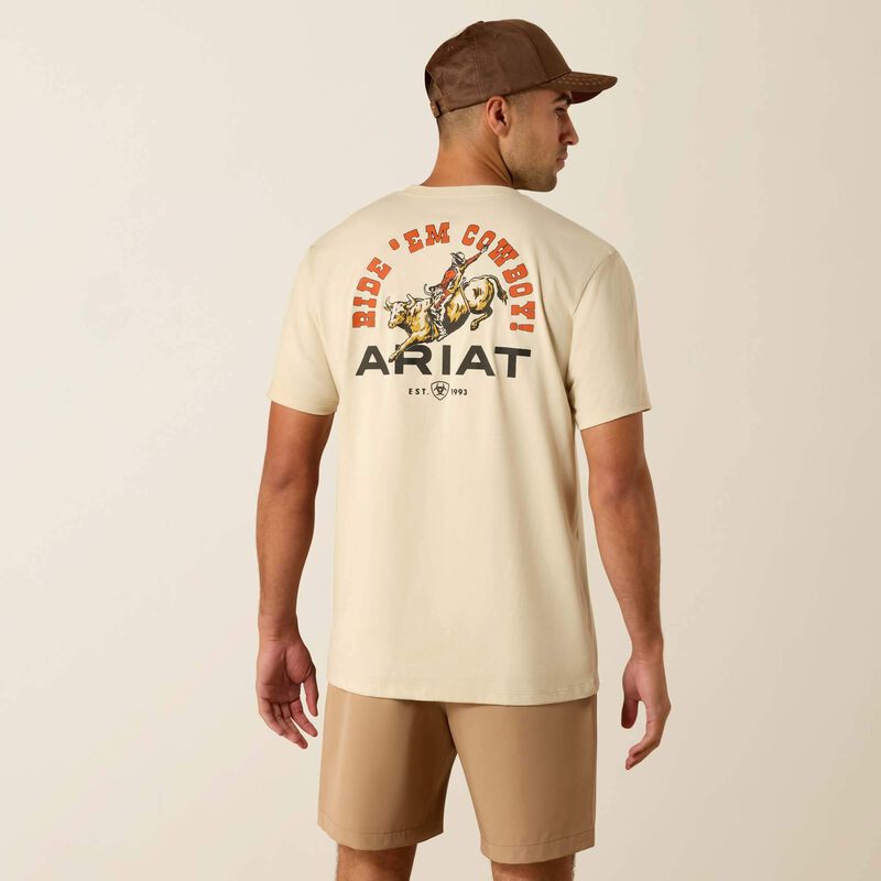 Ariat Men's Ride Em Cowboy Short Sleeve Tee Shirt - Natural