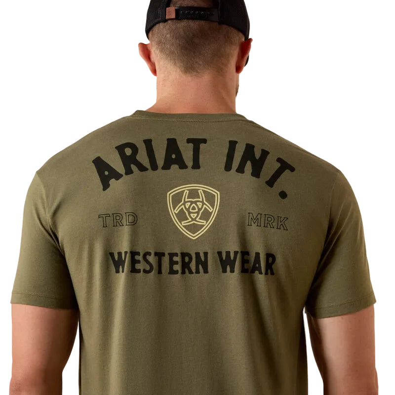 Ariat Men's Outline Shop Short Sleeve Tee Shirt - Military Heather
