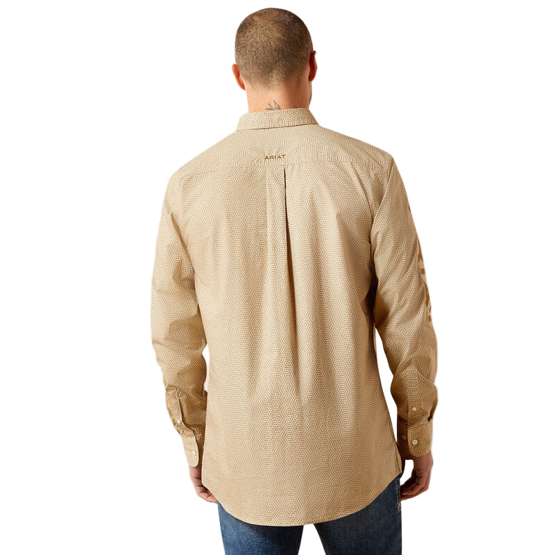 Ariat Men's Team Penn Fitted Long Sleeve Shirt - Khaki/Light Brown - Irvine Tack & Western Wear