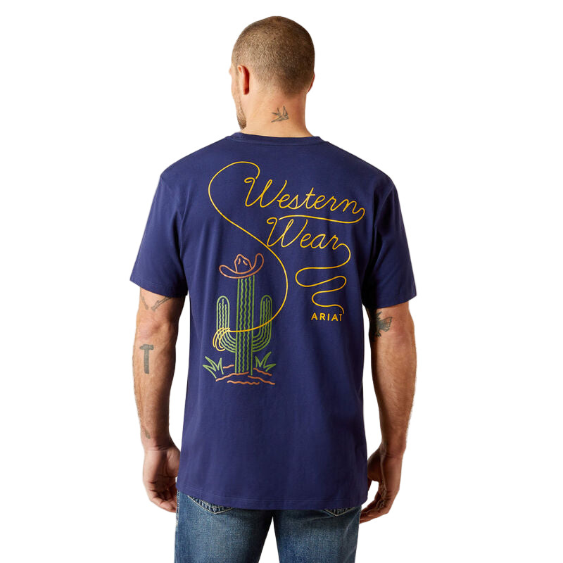 Ariat Men's Cactus Western Wear Graphic Short Sleeve Tee Shirt - Neon