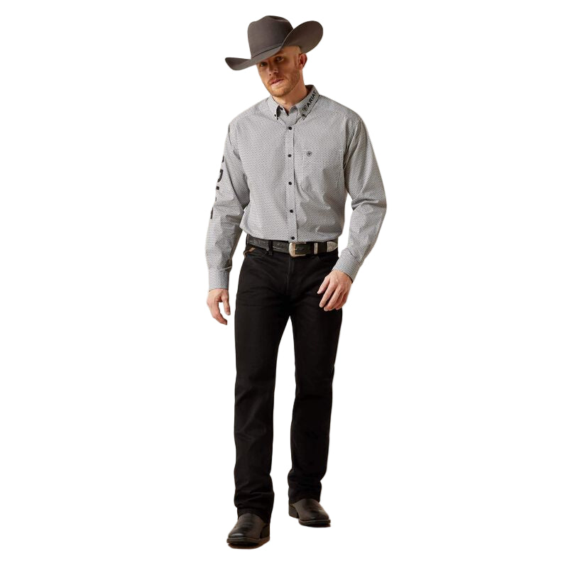 Ariat Men's Team Pablo Classic Fit Long Sleeve Shirt - White/Black