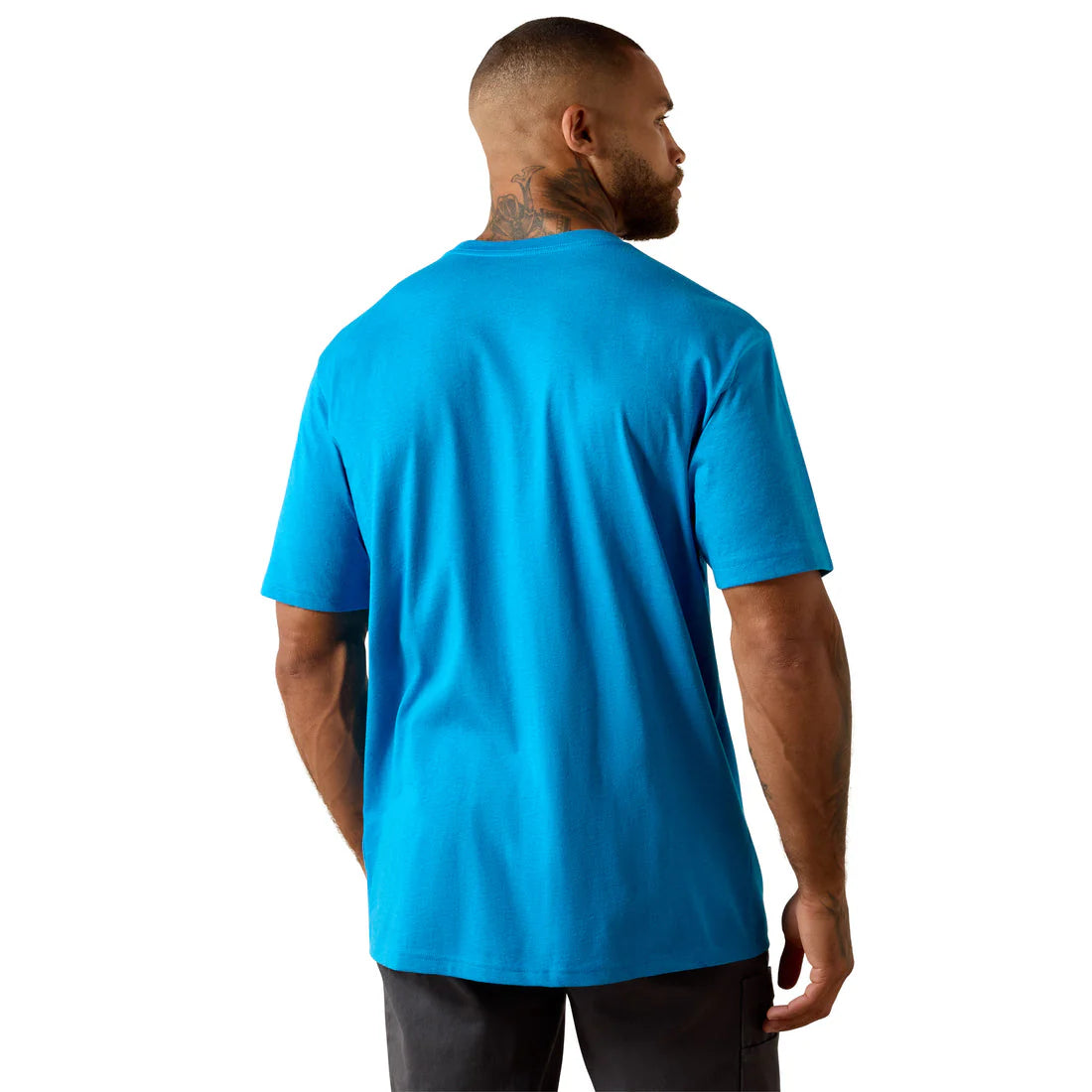 Ariat Men's Rebar Cotton Strong Standard Pocket Short Sleeve Tee Shirt - Methyl Blue Heather