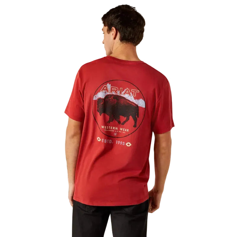 Ariat Men's Short Sleeve Patriot Buffalo Coin Tee Shirt - Brick Red
