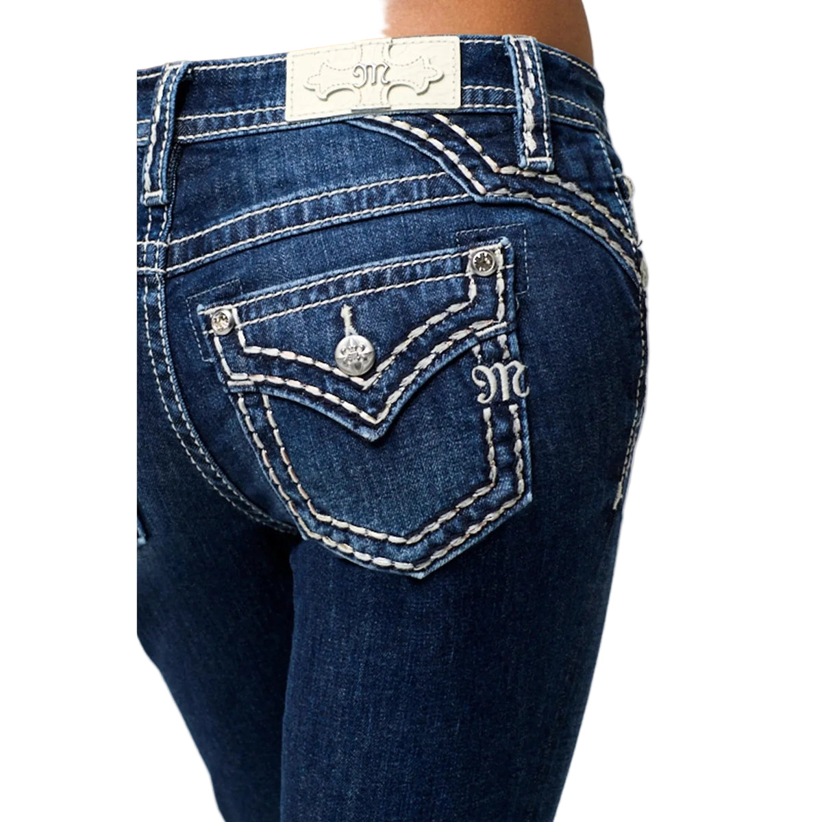 Miss Me Women's Mid Rise Raleigh Stitched Boot Cut Jeans - Dark Wash - Irvine Tack & Western Wear